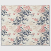 Moderner Peoney Blauleng Toile de Jouy Pattern Geschenkpapier (Flach)