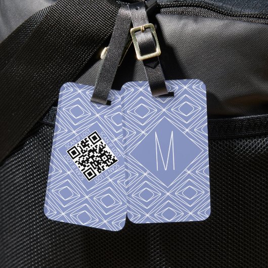Moderner Periwinkle Blue Geometric Muster QR Code Gepäckanhänger