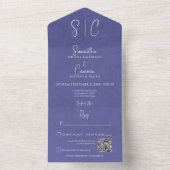 Moderner Periwinkle Minimaler QR-Code für Monogram All In One Einladung (Innen Boden)