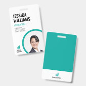 Moderner Personalausweis Minimalistisch Grüner Mit Ausweis (Vorder- & Rückseite)