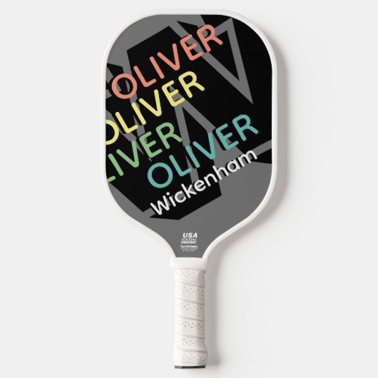 Moderner Personalisiert replizierter Farbname Cool Pickleball Schläger (Vorderseite)