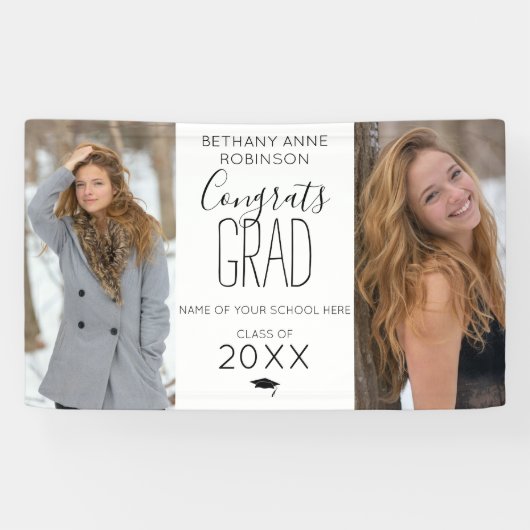 Moderner Personalisierter 2-Foto-Abschluss Banner (Horizontal)