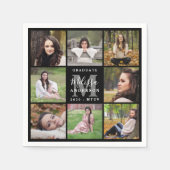 Moderner Personalisierter 8-Foto Collage Abschluss Serviette (Vorderseite)
