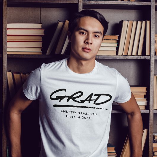 Moderner Personalisierter Abschluss Dashed Grad T-Shirt