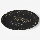 Moderner Personalisierter Abschluss Glitz Pappteller (Schrägansicht)