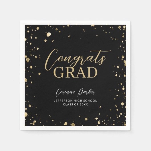 Moderner Personalisierter Abschluss Glitz Serviette (Vorderseite)