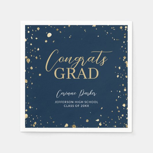 Moderner Personalisierter Abschluss Glitz Serviette (Vorderseite)