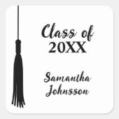 Moderner Personalisierter Abschluss Grad Tassel 20 Quadratischer Aufkleber (Vorderseite)