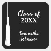 Moderner Personalisierter Abschluss Grad Tassel 20 Quadratischer Aufkleber (Vorderseite)