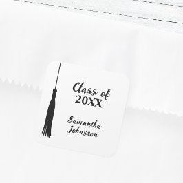 Moderner Personalisierter Abschluss Grad Tassel 20 Quadratischer Aufkleber