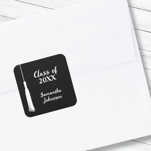 Moderner Personalisierter Abschluss Grad Tassel 20 Quadratischer Aufkleber