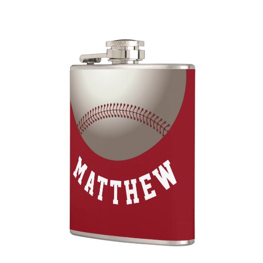 Moderner Personalisierter Baseball-Name Flachmann (Links)