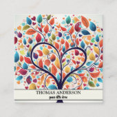 Moderner Personalisierter Baum des Lebens - farben Quadratische Visitenkarte (Vorderseite)