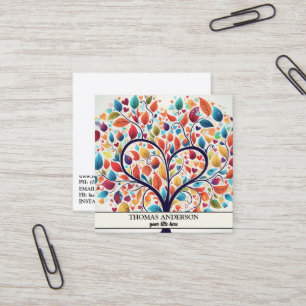 Moderner Personalisierter Baum des Lebens - farben Quadratische Visitenkarte