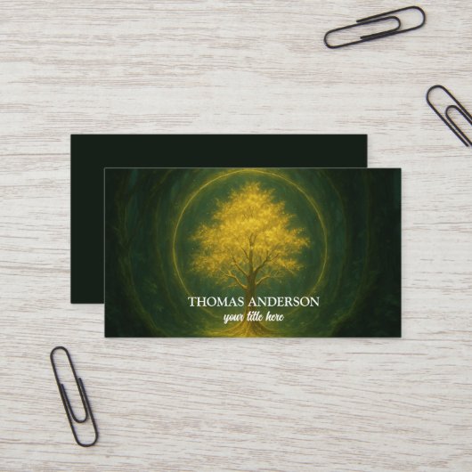 Moderner Personalisierter Baum des Lebens - farben Visitenkarte (Vorderseite/Rückseite Beispiel)
