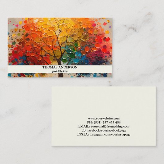 Moderner Personalisierter Baum des Lebens - farben Visitenkarte (Vorne/Hinten)