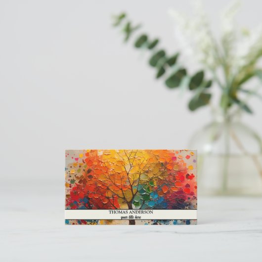 Moderner Personalisierter Baum des Lebens - farben Visitenkarte (Stehend Vorderseite)