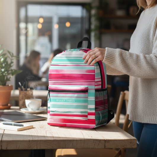 Moderner Personalisierter Cyan Magenta-Name Bedruckter Rucksack