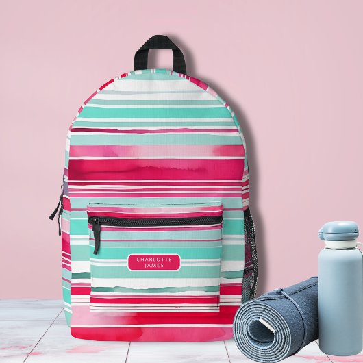 Moderner Personalisierter Cyan Magenta-Name Bedruckter Rucksack