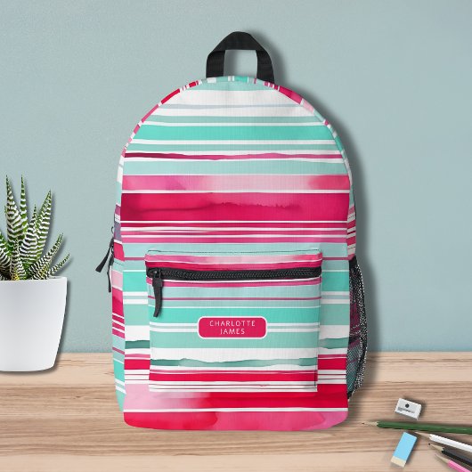 Moderner Personalisierter Cyan Magenta-Name Bedruckter Rucksack