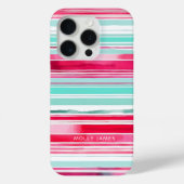 Moderner Personalisierter Cyan Magenta-Name Case-Mate iPhone Hülle (Rückseite)