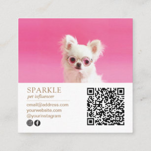 Moderner personalisierter Doppel-Foto-QR-Code Quadratische Visitenkarte