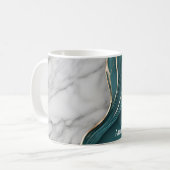 Moderner Personalisierter dunkler Aquamariner Gold Kaffeetasse (Vorderseite Links)