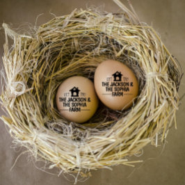 Moderner Personalisierter Eierhändler Name Schwarz Gummistempel