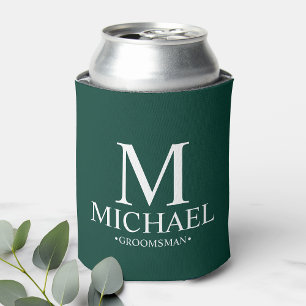 Moderner Personalisierter Emerald Green Trauzeuge Dosenkühler