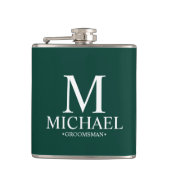 Moderner Personalisierter Emerald Green Trauzeuge Flachmann (Vorderseite)