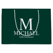 Moderner Personalisierter Emerald Green Trauzeuge Große Geschenktüte (Vorderseite)