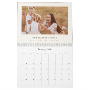 Moderner personalisierter Familiennamen-Fotokalend Kalender