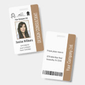 Moderner Personalisierter Firmenmitarbeiter Brown Ausweis (Vorder- & Rückseite)