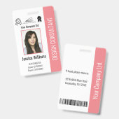 Moderner Personalisierter Firmenmitarbeiter Pink I Ausweis (Vorder- & Rückseite)