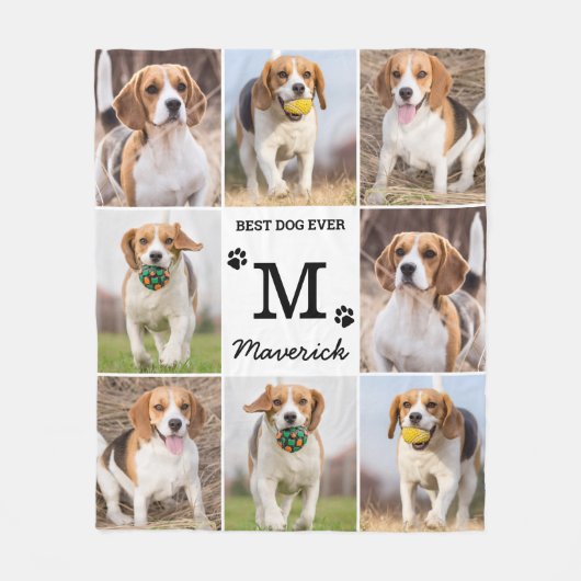 Moderner Personalisierter Fotomaterial Dog Lover Fleecedecke (Vorderseite)
