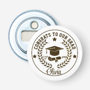 Moderner Personalisierter Graduiertenname Schwarz Flaschenöffner