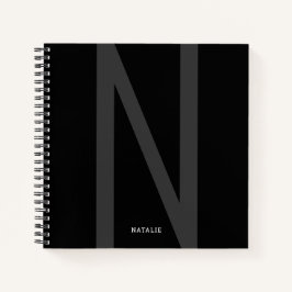 Moderner Personalisierter Großer Anfangsname Graue Notizblock