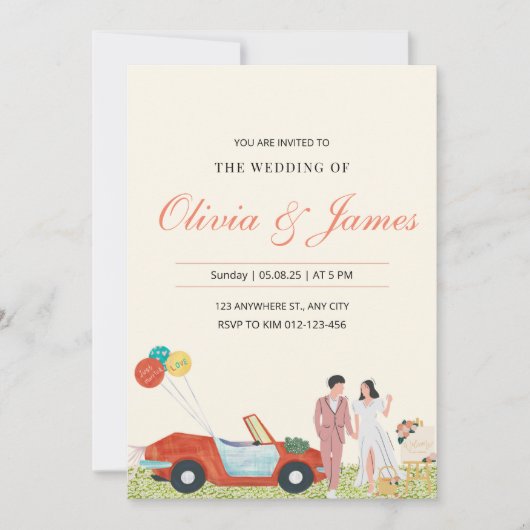 Moderner personalisierter Hochzeitsinvit Einladung (Vorderseite)