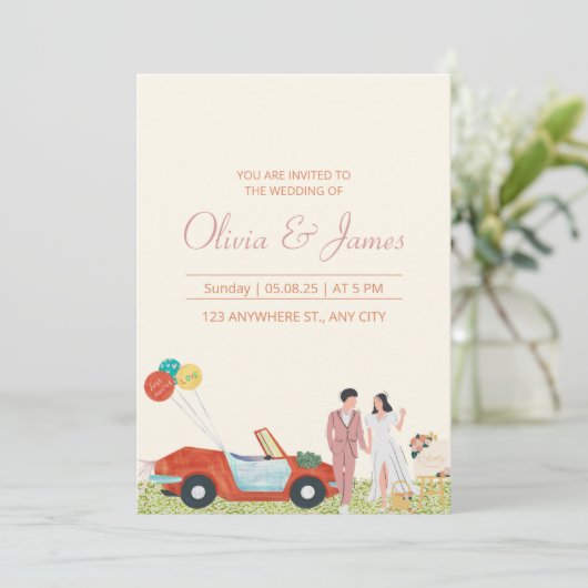 Moderner personalisierter Hochzeitsinvit Einladung (Stehend Vorderseite)