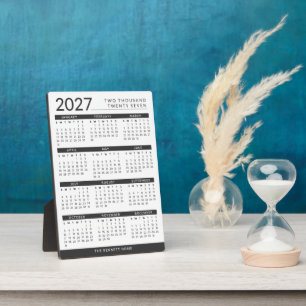 Moderner personalisierter Kalender 2027 in Schwarz Fotoplatte