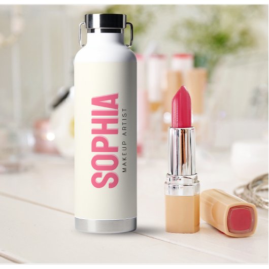 Moderner Personalisierter Makeup-Künstler Name Ros Trinkflasche