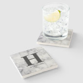 Moderner Personalisierter Monogramm-Marmor Steinuntersetzer (Seitenansicht)