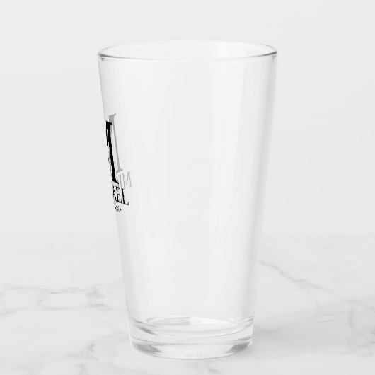 Moderner Personalisierter Monogramm- und Name-Trau Glas (Links)