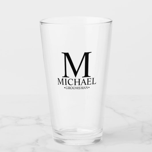 Moderner Personalisierter Monogramm- und Name-Trau Glas (Vorderseite)