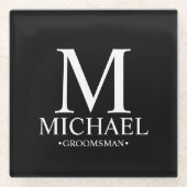 Moderner Personalisierter Monogramm- und Name-Trau Glasuntersetzer (Vorderseite)