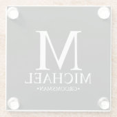 Moderner Personalisierter Monogramm- und Name-Trau Glasuntersetzer (Rückseite)