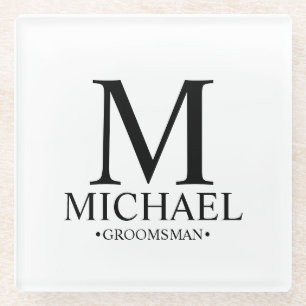 Moderner Personalisierter Monogramm- und Name-Trau Glasuntersetzer