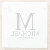 Moderner Personalisierter Monogramm- und Name-Trau Glasuntersetzer (Rückseite)