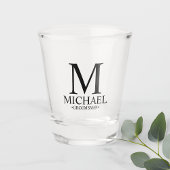 Moderner Personalisierter Monogramm- und Name-Trau Schnapsglas