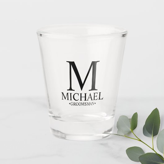 Moderner Personalisierter Monogramm- und Name-Trau Schnapsglas